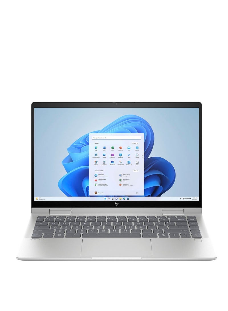 HP - Envy x360 2-in-1 Convertible Laptop with 14-Inch IPS FHD TOUCH Display, Intel Core 7-150U Processor/16GB RAM/512GB SSD/Intel Graphics/5MP Webcam/Backlit Keyboard/FPR/Win 11 H English Natural Silver - Image 1