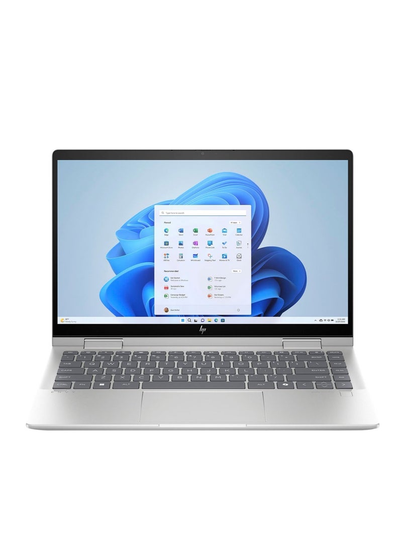 HP - Envy x360 2-in-1 Convertible (Upgraded Version) Laptop with 14-Inch IPS FHD Touch Display, Intel Core 5-120U Processor/8GB RAM/512GB SSD/Intel Graphics/5MP Webcam/Backlit Keyboard/FPR/Win 11 H English Natural Silver - Image 1
