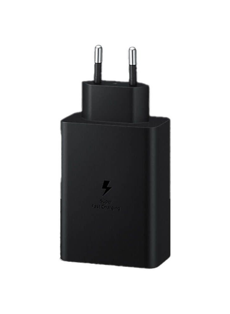 Samsung - 65W Super Fast Charger with Type-C to Type-C Cable - 65W Type-C & 25W Type-C & 15W Type A Compatible with Galaxy Note S21 S23 10 Ultra S10 S9 Plus - S22 - S22 Ultra (Black) Black - Image 1