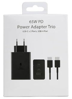 Samsung 65W Super Fast Charger with Type-C to Type-C Cable - 65W Type-C & 25W Type-C & 15W Type A Compatible with Galaxy Note S21 S23 10 Ultra S10 S9 Plus - S22 - S22 Ultra (Black) Black  - Image 4
