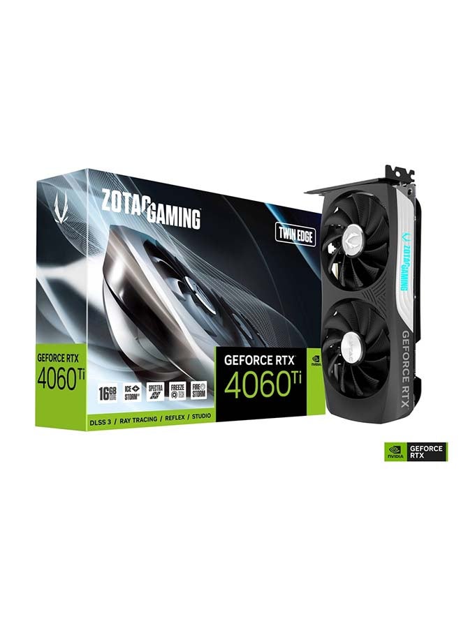 ZOTAC - GAMING GeForce RTX 4060 Ti Twin Edge Graphics Card, 16GB GDDR6 128-Bit Memory, 2535MHz Boost Clock, 4352 CUDA Cores, 18 Gbps Memory Clock, PCI Express 4 0 x8, Black ZT-D40620E-10M Black - Image 1