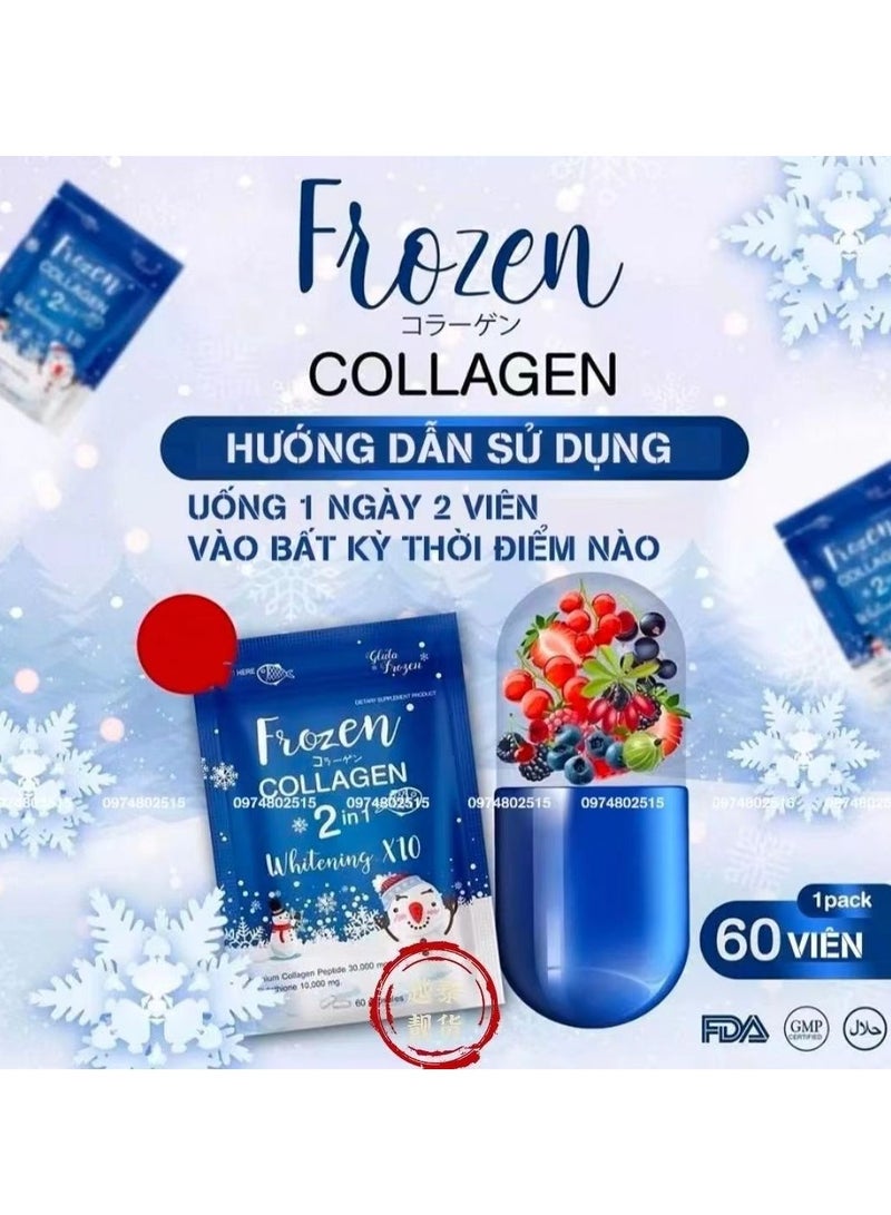 Gluta Frozen - Frozen Collagen 2 In 1 Whitening 10X Premium Collagen Peptide 30000 Mg And L- Glutathione 10000 Mg 60 Tablet - Image 1