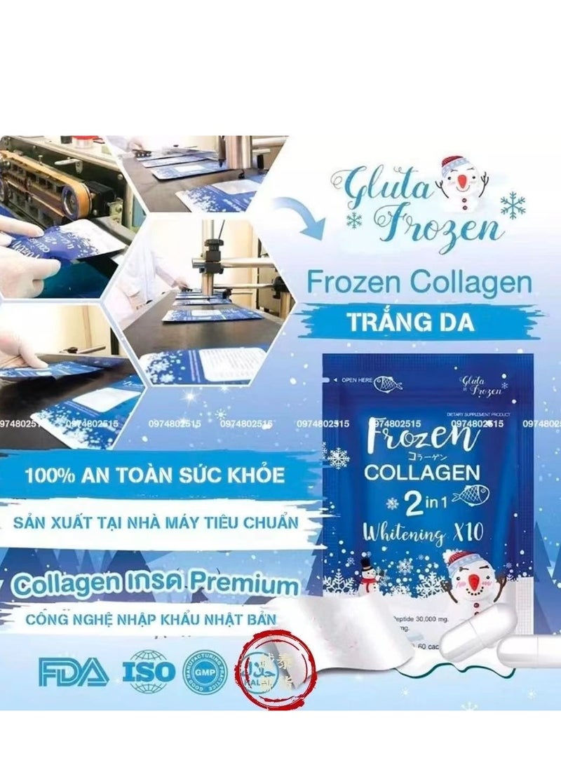 Gluta Frozen - Frozen Collagen 2 In 1 Whitening 10X Premium Collagen Peptide 30000 Mg And L- Glutathione 10000 Mg 60 Tablet - Image 1