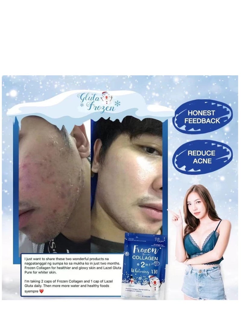 Gluta Frozen - Frozen Collagen 2 In 1 Whitening 10X Premium Collagen Peptide 30000 Mg And L- Glutathione 10000 Mg 60 Tablet - Image 1
