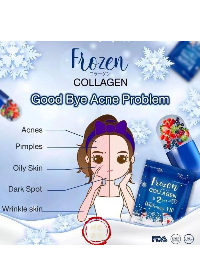 Gluta Frozen - Frozen Collagen 2 In 1 Whitening 10X Premium Collagen Peptide 30000 Mg And L- Glutathione 10000 Mg 60 Tablet - Image 1