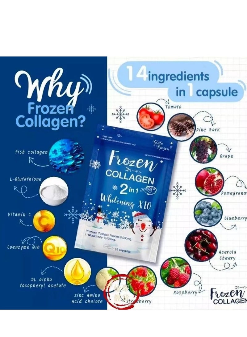 Gluta Frozen - Frozen Collagen 2 In 1 Whitening 10X Premium Collagen Peptide 30000 Mg And L- Glutathione 10000 Mg 60 Tablet - Image 1