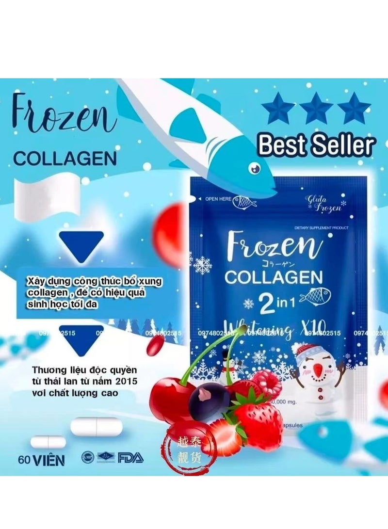 Gluta Frozen - Frozen Collagen 2 In 1 Whitening 10X Premium Collagen Peptide 30000 Mg And L- Glutathione 10000 Mg 60 Tablet - Image 1