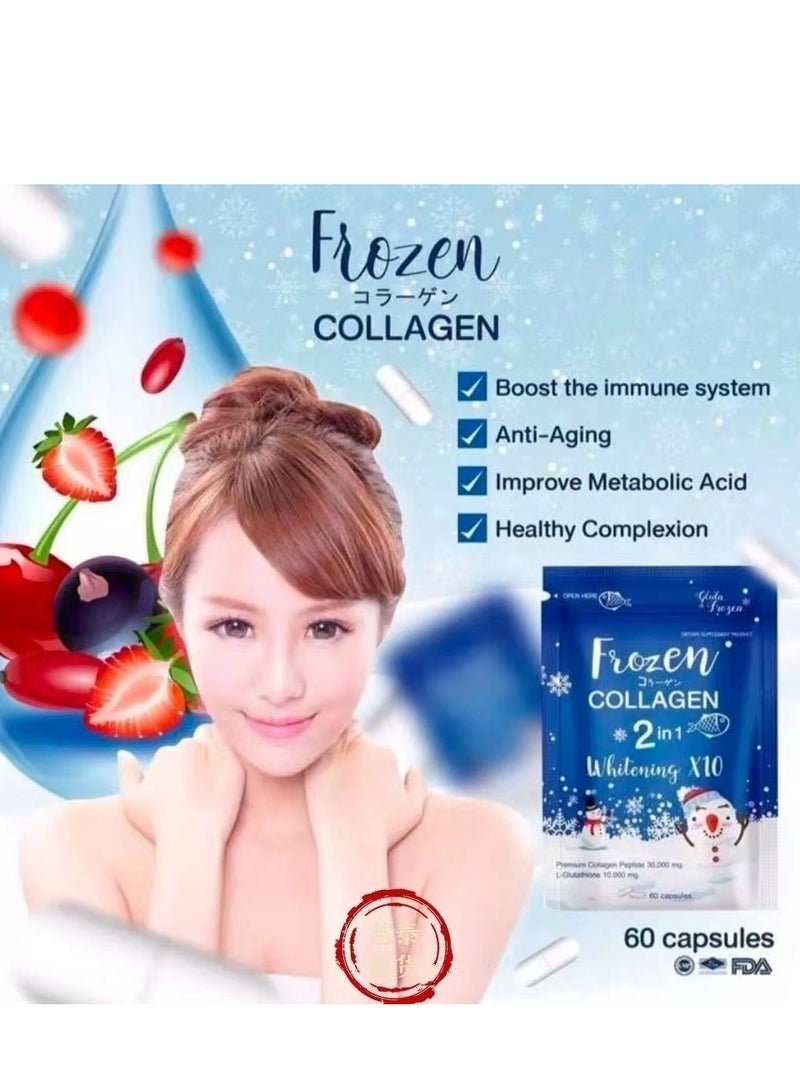 Gluta Frozen - Frozen Collagen 2 In 1 Whitening 10X Premium Collagen Peptide 30000 Mg And L- Glutathione 10000 Mg 60 Tablet - Image 1