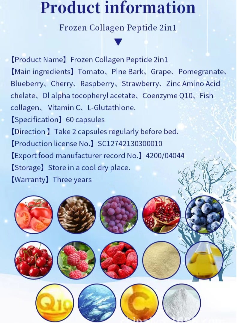 Gluta Frozen - Frozen Collagen 2 In 1 Whitening 10X Premium Collagen Peptide 30000 Mg And L- Glutathione 10000 Mg 60 Tablet - Image 1