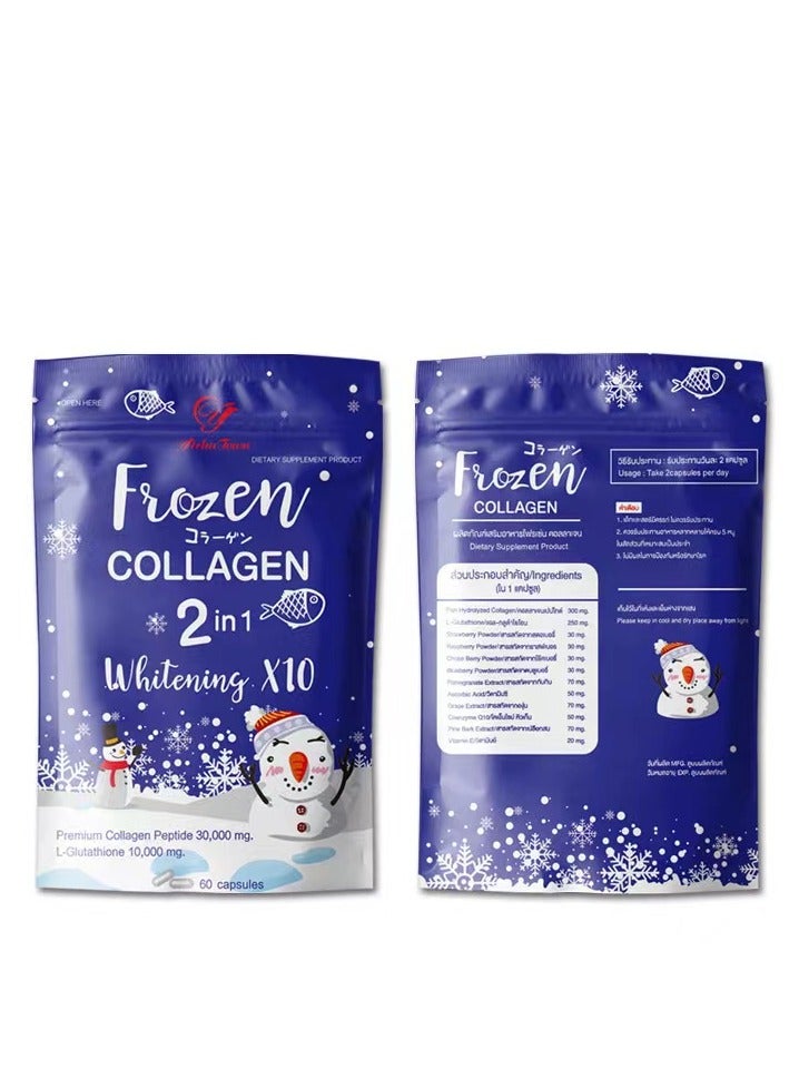 Gluta Frozen - Frozen Collagen 2 In 1 Whitening 10X Premium Collagen Peptide 30000 Mg And L- Glutathione 10000 Mg 60 Tablet - Image 1