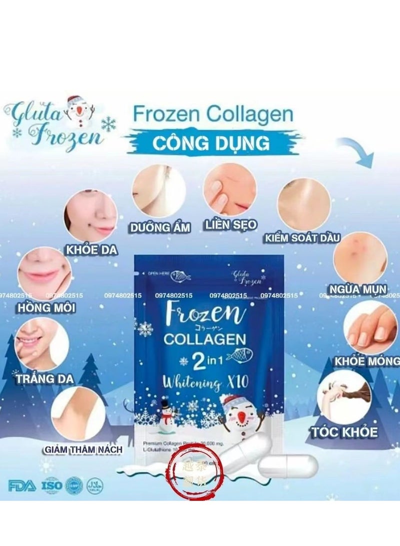 Gluta Frozen - Frozen Collagen 2 In 1 Whitening 10X Premium Collagen Peptide 30000 Mg And L- Glutathione 10000 Mg 60 Tablet - Image 1