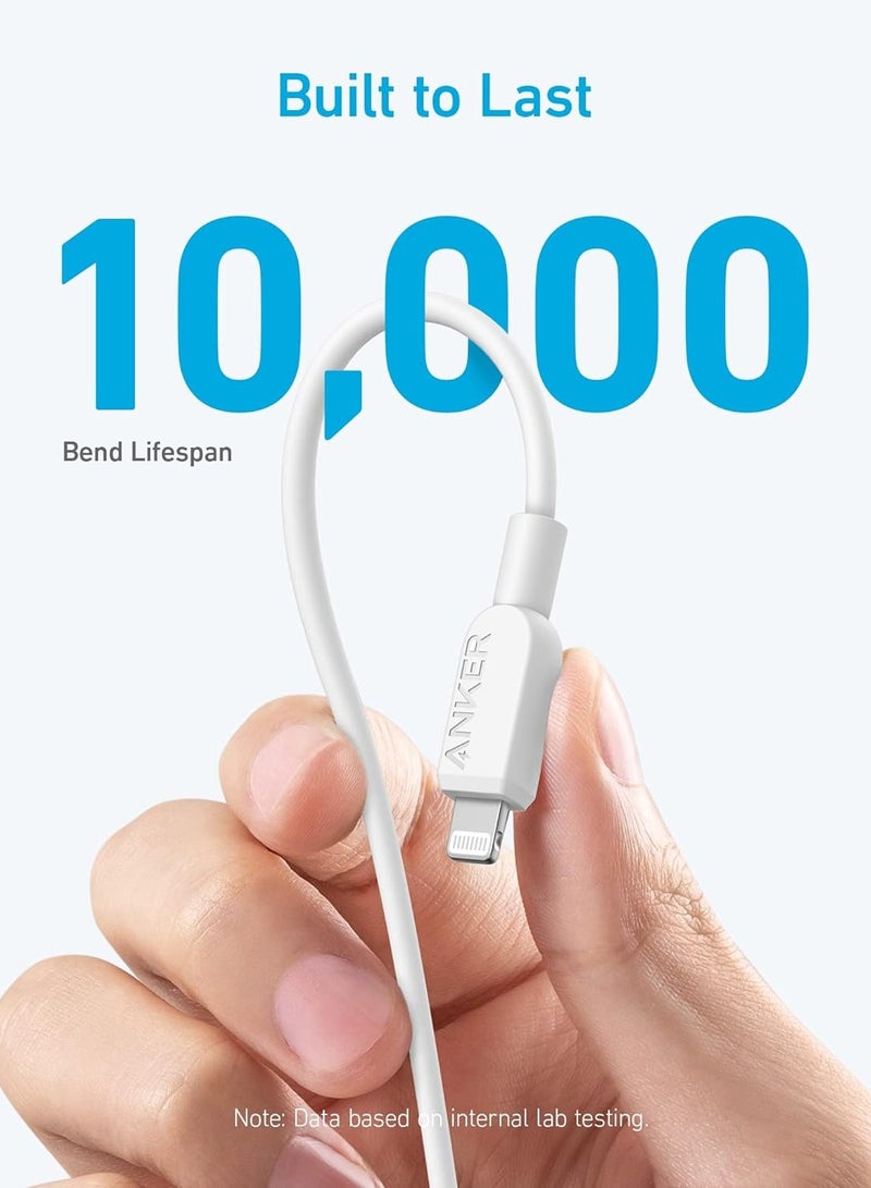 Anker - Anker USB C to Lightning Cable, 310 USB-C to Lightning Cable(Black, 6ft), MFi Certified, Fast Charging Cable for iPhone 14 Plus 14 14 Pro Max 13 13 Pro 12 11 X XS XR (Charger Not Included) Snow - Image 1