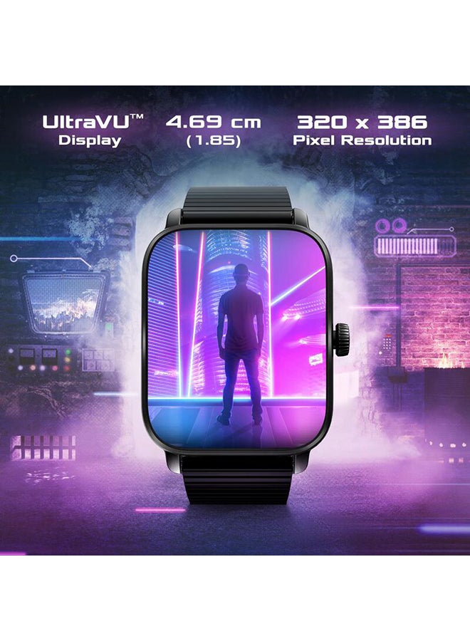 fastrack - Reflex Phantom Smart Watch 1.85" Ultra UV Square Display, BT Calling, AI Voice Asst, Health Monitoring Mesh Unisex Black - Image 1