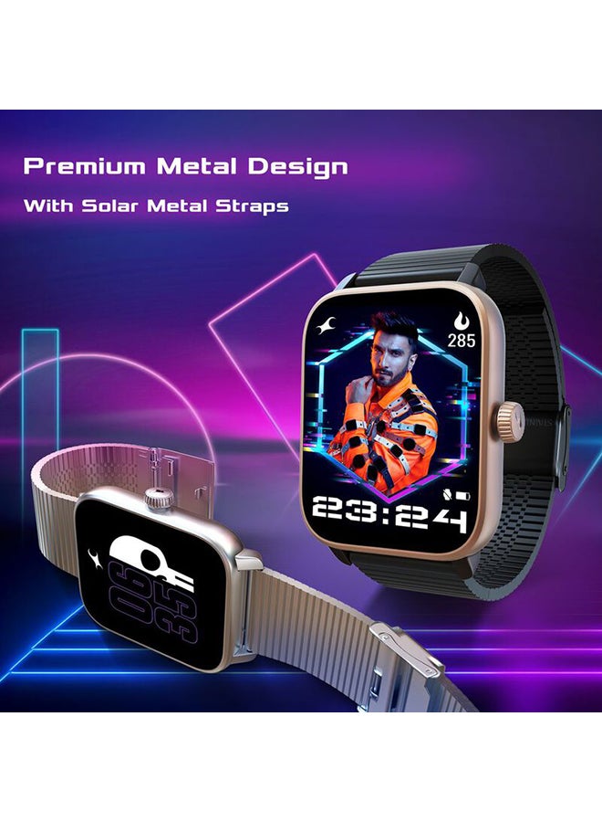 fastrack - Reflex Phantom Smart Watch 1.85" Ultra UV Square Display, BT Calling, AI Voice Asst, Health Monitoring Mesh Unisex Black - Image 1