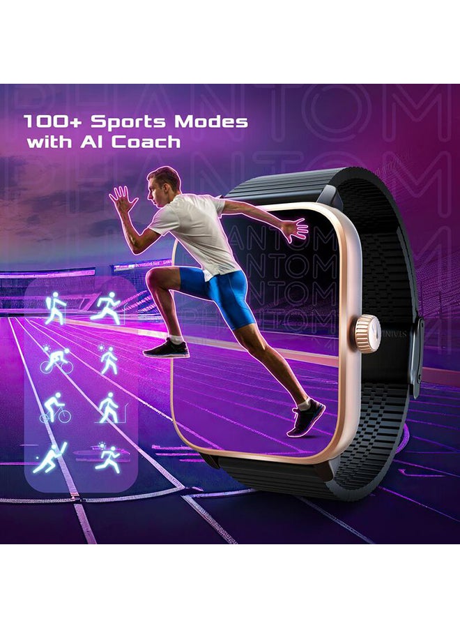 fastrack - Reflex Phantom Smart Watch 1.85" Ultra UV Square Display, BT Calling, AI Voice Asst, Health Monitoring Mesh Unisex Silver - Image 1