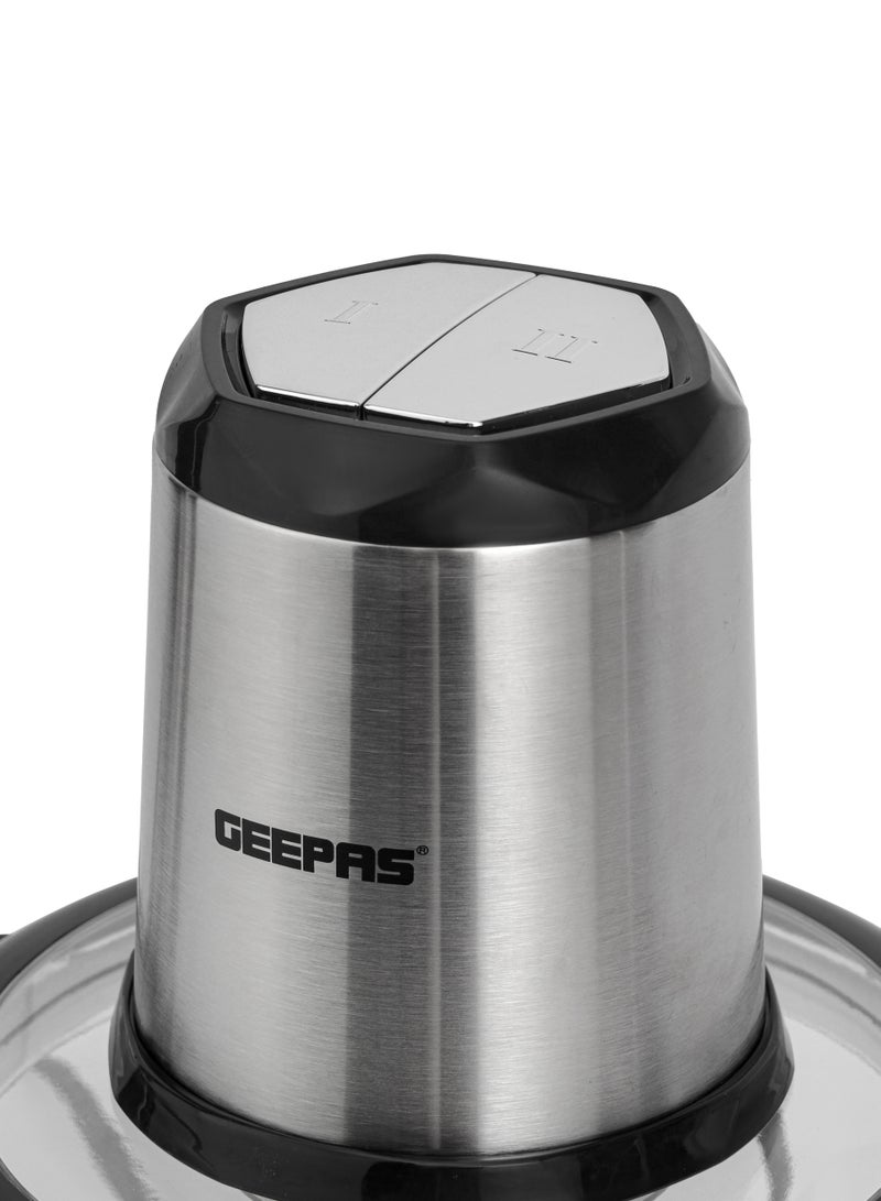 GEEPAS 3.0 liter Multi Chopper Compact Multi-Purpose Chopping Machine, Mincing Function, Coarse and Fine/ Stainless Steel Housing, Cutter Pole and Gear, Suitable for Vegetables, Fruits, Meat 3 L 500 W GMC42029 BLACK AND SILVER  - Image 2