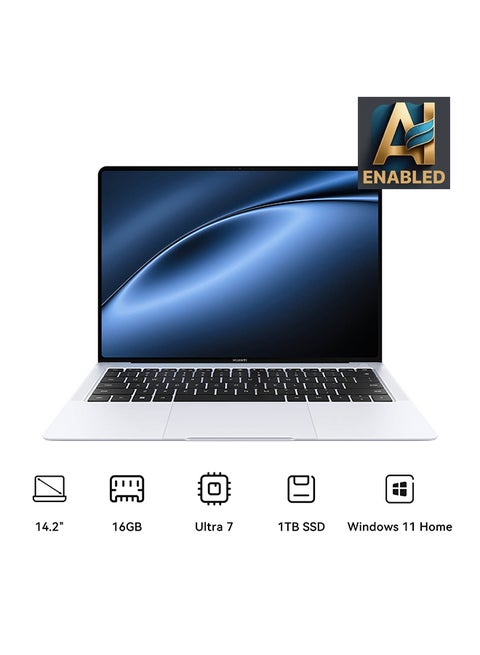 MateBook X Pro Laptop With 14.2-Inch Flexible OLED Display, Intel Core Ultra 7 Processor/16GB RAM/1TB SSD/Intel Arc Graphics/Windows 11 Home English/Arabic White