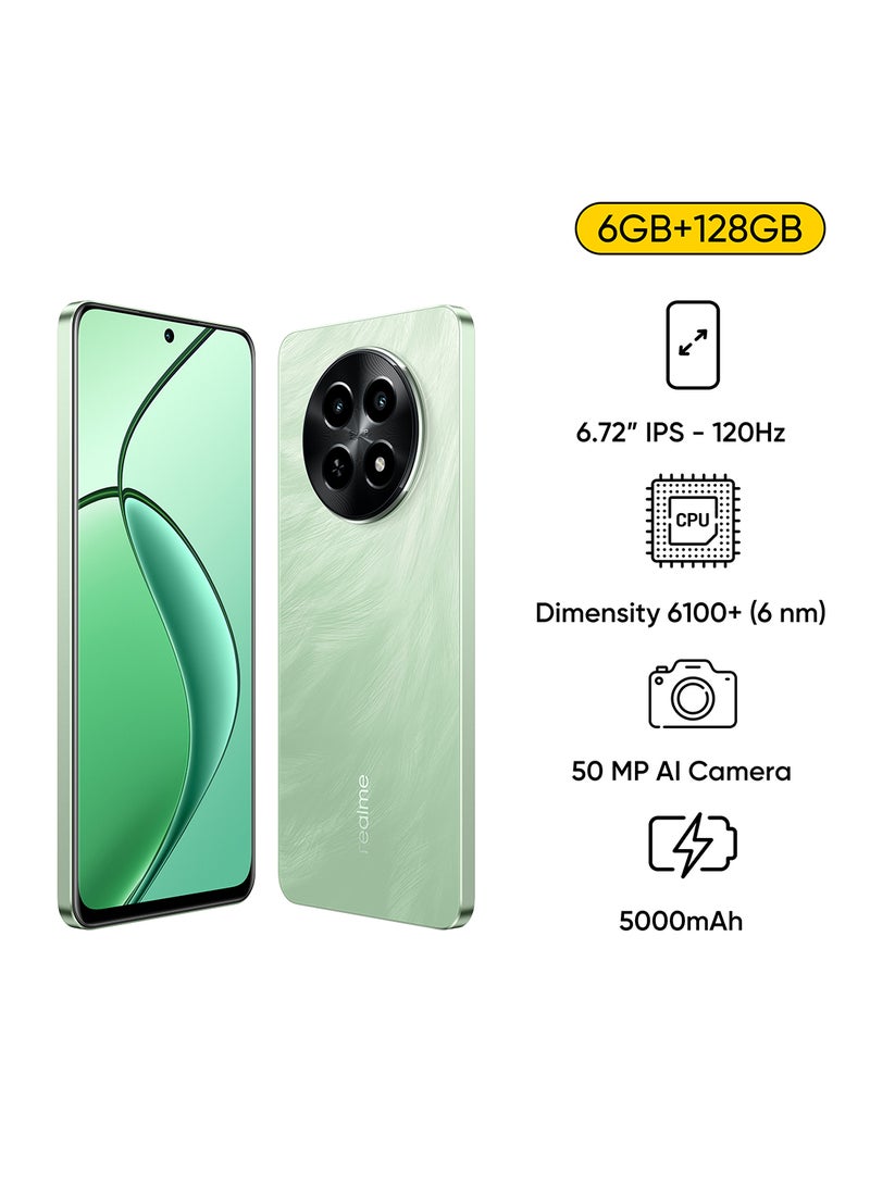 ريل مي - 12x Feather Green، ثنائي الشريحة، 6 جيجا بايت رام، 128 جيجا بايت، 5G - إصدار الشرق الأوسط - Image 1