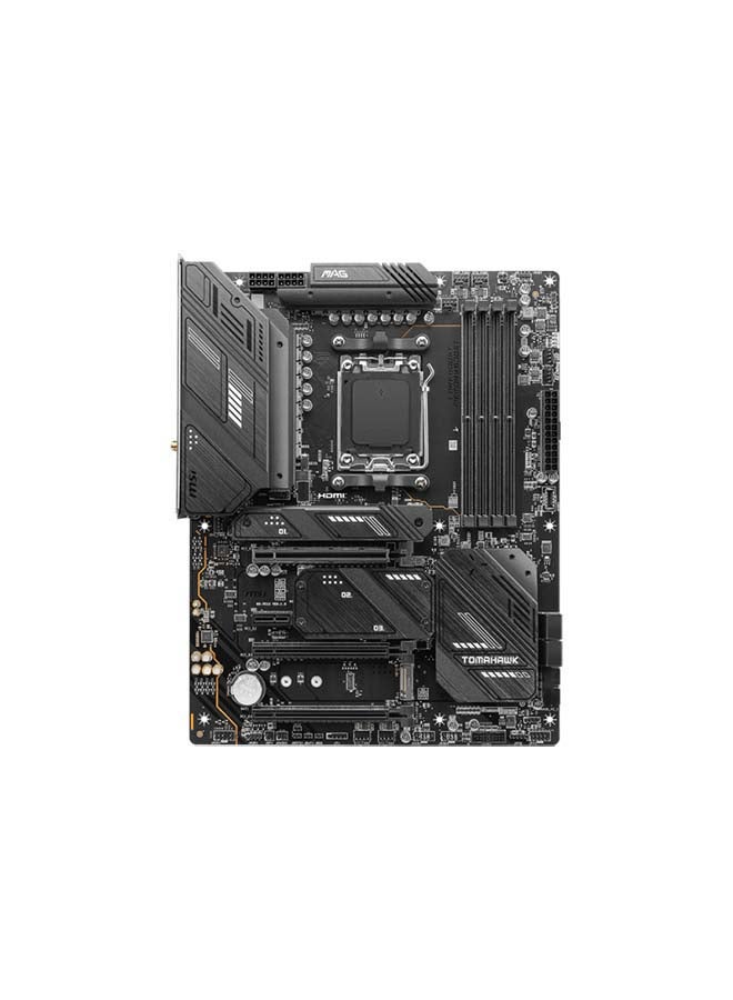 MSI - MAG X670E TOMAHAWK WIFI AM5 Motherboard, AMD X670 Chipset, 4x DDR5 Slots, 192GB Max Memory Support, AMD Wi-Fi 6E, Bluetooth 5.3, PCI-E x16, 4x M.2, 1x HDMI / 1xDP, USB 3.2 Type-C Black - Image 1