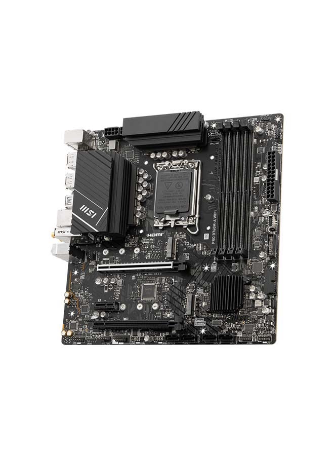 MSI - Pro B760M-A Wifi Intel mATX Motherboard, LGA 1700 Socket, DDR5 Support, Wifi 6E / Bluetooth 5.3, B760 Chipset, 2.5 LAN, PCIe 4.0, HDMI | 911-7D99-007 - Image 1