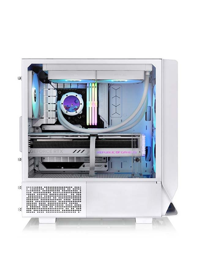 Thermaltake Ceres 330 TG ARGB Mid Tower Chassis, 2x Pre-Installed CT140 aRGB Fans 1x CT140 Fan, 4mm Tempered Glass Panel, Up to 360mm Radiator 7 Fans, Removable Filters, Snow | CA-1Y2-00M6WN-01 White  - Image 3