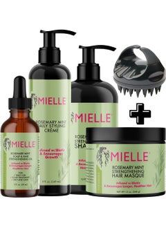 MIELLE Organics Rosemary Mint Strengthening Growth Collection Rosemary Hair Oil, Shampoo, Hair Mask, Styling Cream And Scrubber For Hair Growth - Promote Hair Growth, Provide Protection And Treatment 994ml  - Image 1