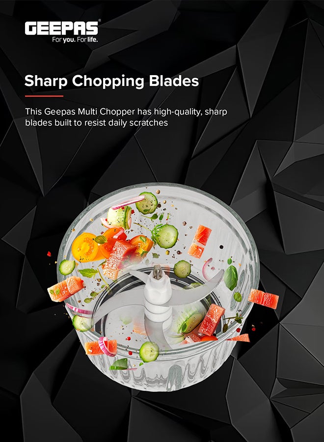 GEEPAS Multi Chopper 1 Machine, Compact Multi-Purpose Chopping Machine, Mincing Function, Coarse and Fine/ Stainless Steel Housing, Cutter Pole and Gear, Suitable for Vegetables, Fruits, Meat 2.5 L 500 W GMC42030 Black/Silver  - Image 5