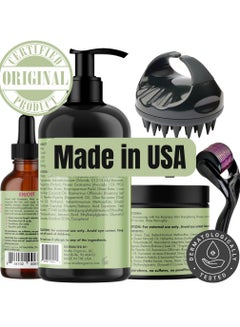 MIELLE Organics Rosemary Mint Strengthening Full Set 5 - Rosemary Hair Oil, Shampoo, Hair Mask, Derma Ruller And Scrubber - For Hair Growth, Protection & Treatment - Infused With Biotin 754ml  - Image 2