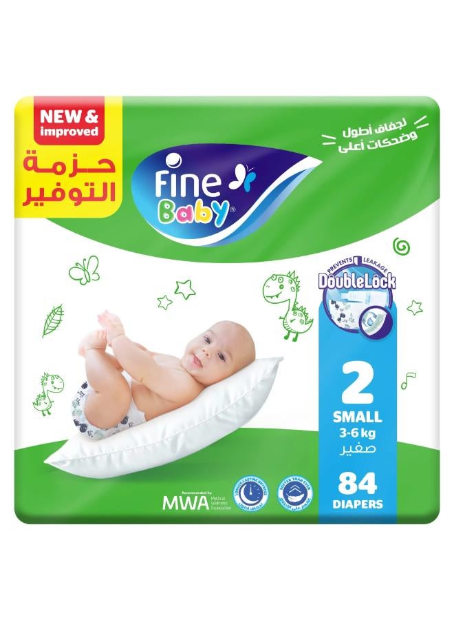 Fine Baby Double Lock Size 2 Small Diapers - 3-6 KG - 84 Diapers