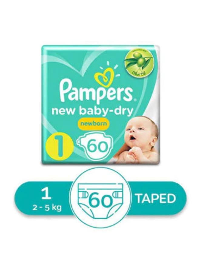 Pampers Pampers Baby Dry Newborn Diapers - Size 1 - 2-5 KG - 60 Diapers 