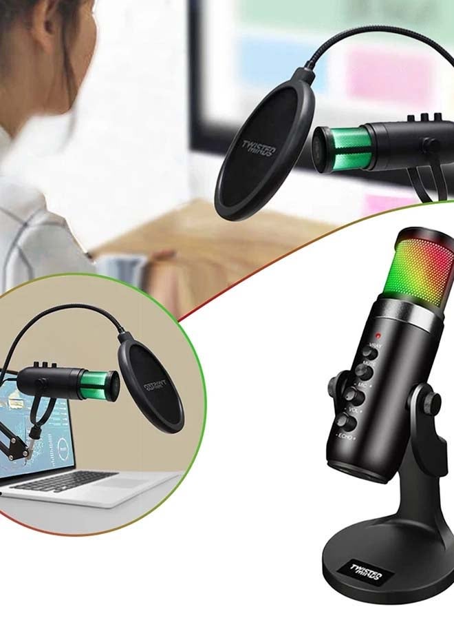 TWISTED MINDS - W108 B RGB Gaming Microphone , Supports Mobile Phone, Computer, Tablet, Black | TM-W108 B Black - Image 1
