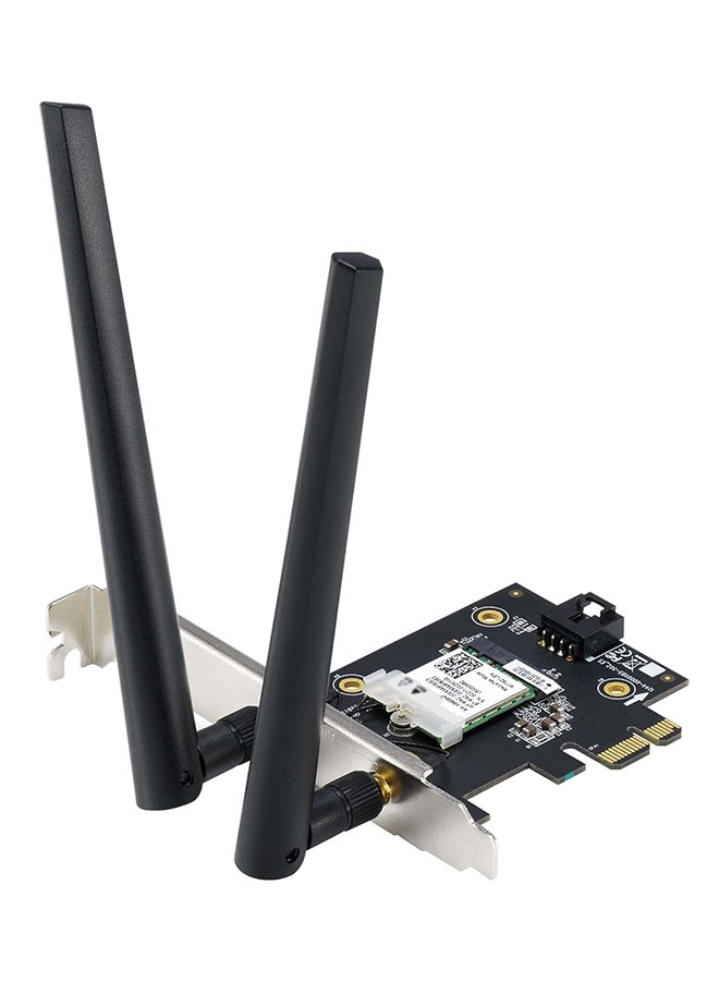 ASUS - PCE-AXE5400 WiFi 6E PCI-E Adapter with 2 external antennas, Supporting 6GHz band, 160MHz, Bluetooth 5.2, WPA3 network security, OFDMA, MU-MIMO - Black - Image 1