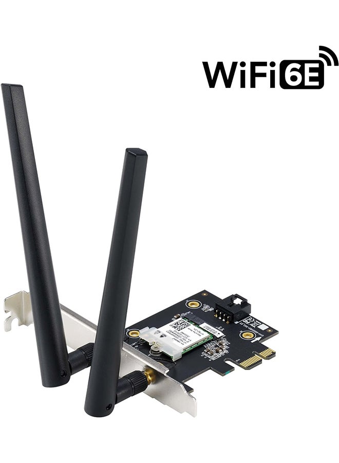 ASUS - PCE-AXE5400 WiFi 6E PCI-E Adapter with 2 external antennas, Supporting 6GHz band, 160MHz, Bluetooth 5.2, WPA3 network security, OFDMA, MU-MIMO - Black - Image 1