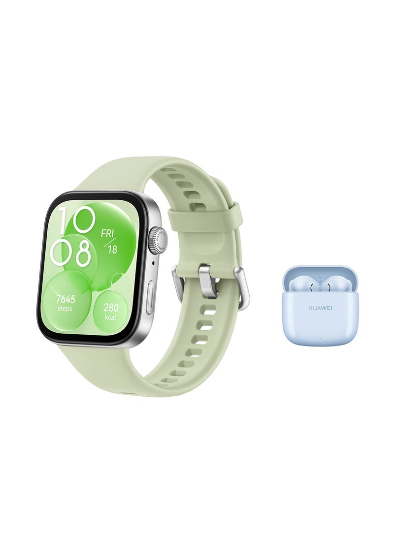 HUAWEI Watch Fit 3 Smartwatch, 1.82 Inch AMOLED Display, Ultra Slim Design, Scientific Workout Coach, Upgraded Health Management, Compatible With iOS And Android + FreeBuds SE 2 Green - Image 1