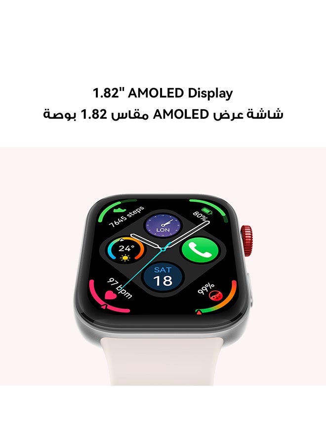هواوي - ساعة ذكية Watch Fit 3، شاشة AMOLED مقاس 1.82 بوصة، تصميم نحيف للغاية، مدرب تمرين علمي، إدارة صحية مطورة، متوافقة مع iOS وAndroid، حزام مون أبيض - Image 1
