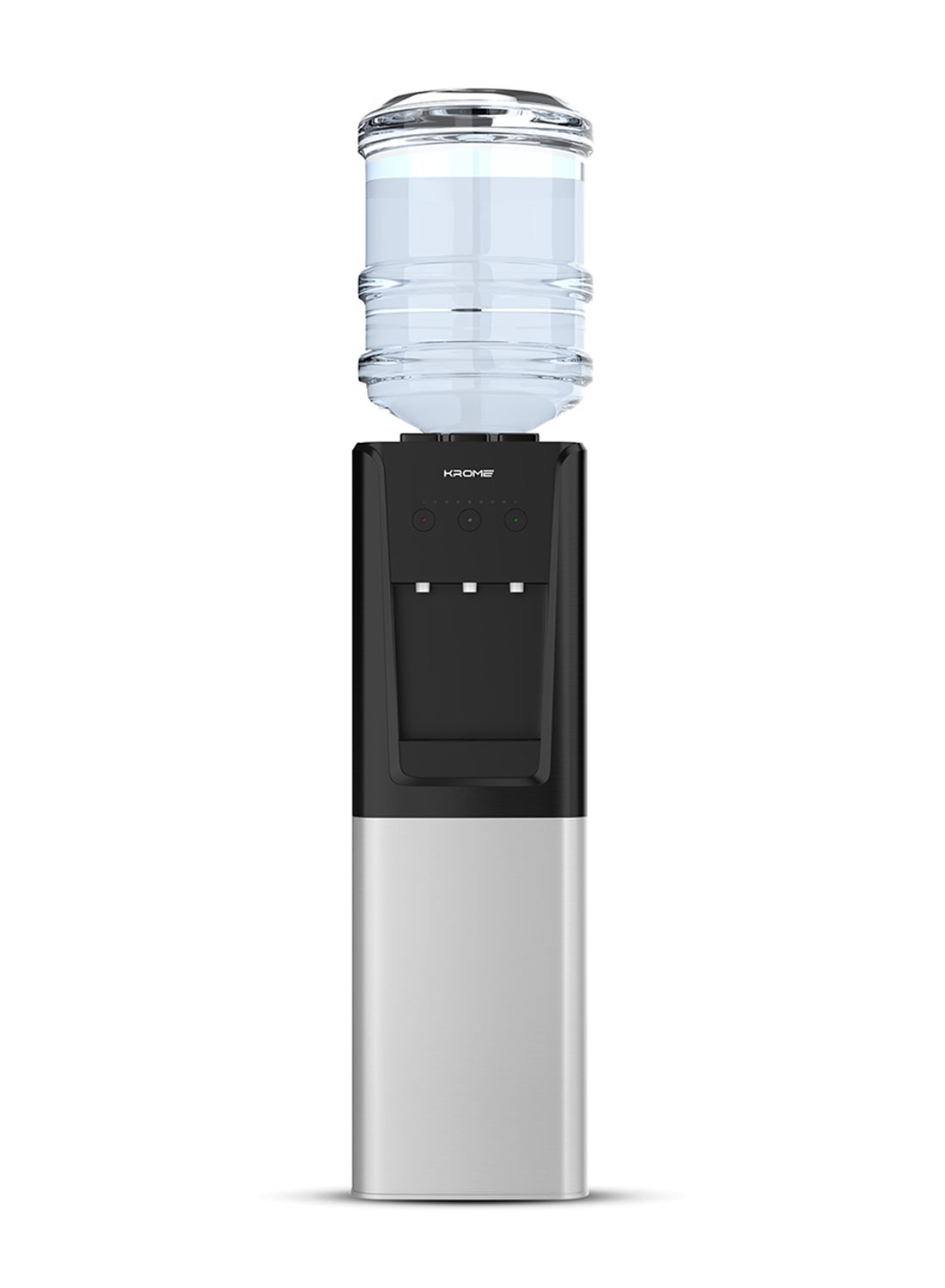 Krome Top & Bottom Loading Water Dispenser, Hot, Cold And Normal Water 3 Taps, Floor Standing, Made With SUS 304 Tank And Food-Grade Silicone Gel Tube, Child Lock KR-WDTBL 3TW Black 