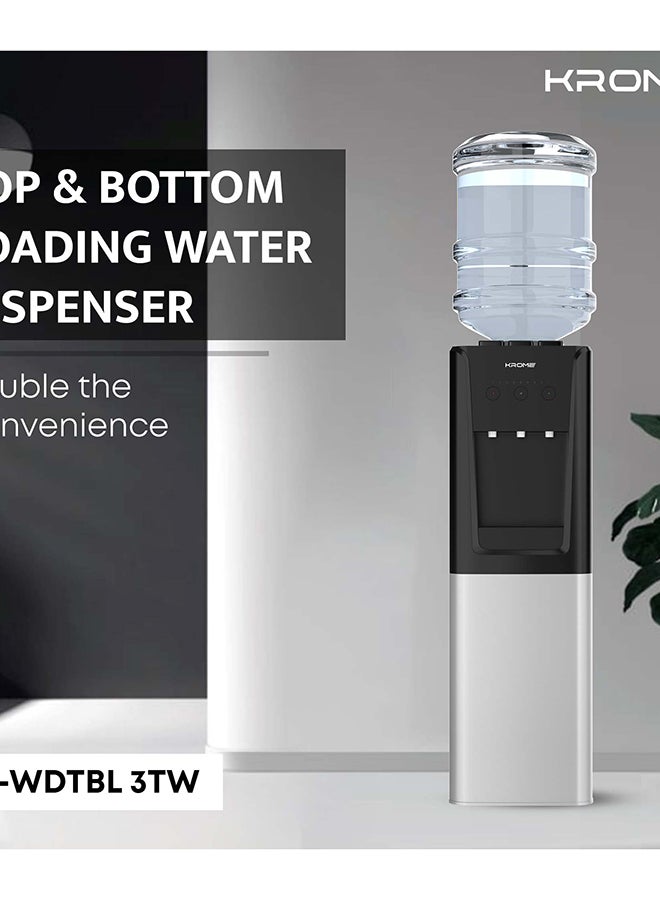 كروم موزع مياه علوي وسفلي، مياه ساخنة وباردة وعادية، 3 صنابير، مثبت على الأرض، مصنوع من خزان SUS 304 وأنبوب جل سيليكون صالح للطعام، قفل للأطفال - Image 2