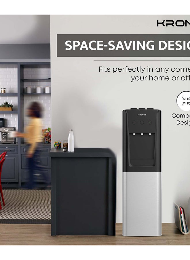 كروم موزع مياه علوي وسفلي، مياه ساخنة وباردة وعادية، 3 صنابير، مثبت على الأرض، مصنوع من خزان SUS 304 وأنبوب جل سيليكون صالح للطعام، قفل للأطفال - Image 4