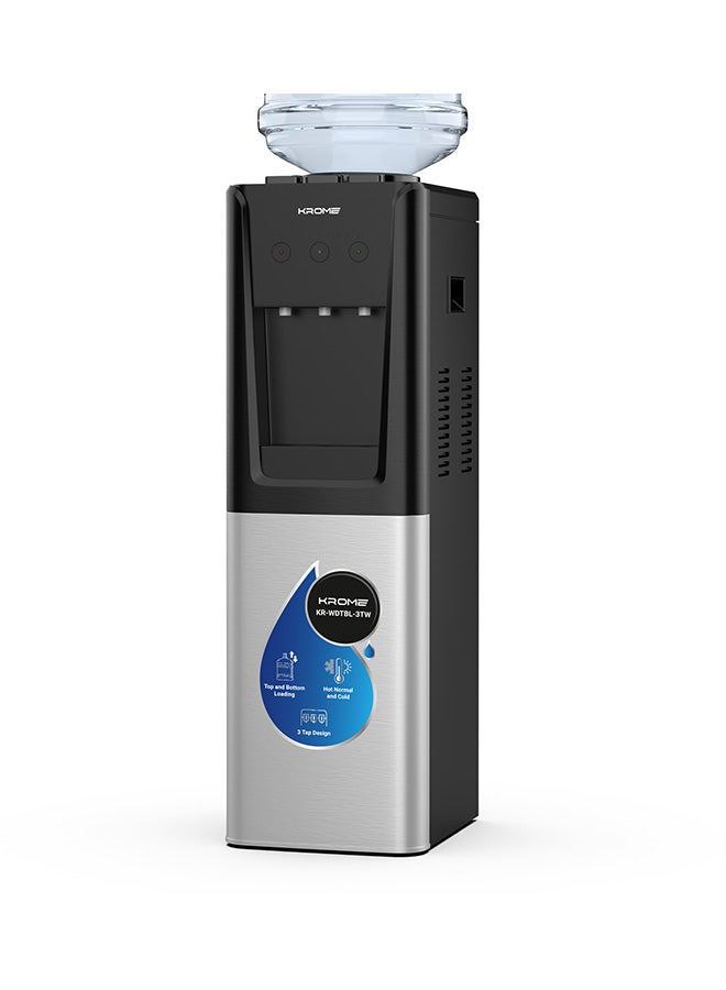 Krome Top & Bottom Loading Water Dispenser, Hot, Cold And Normal Water 3 Taps, Floor Standing, Made With SUS 304 Tank And Food-Grade Silicone Gel Tube, Child Lock KR-WDTBL 3TW Black - Image 1