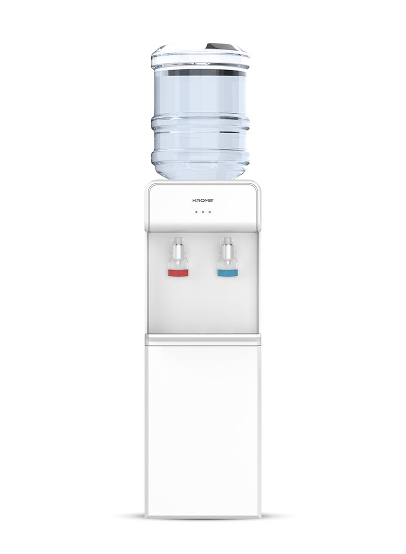 Krome - Top Loading Water Dispenser, Hot And Cold Water 2 Taps, Floor Standing, Made With SUS 304 Tank And Food-Grade Silicone Gel Tube KR-WDTL 2TW White - Image 1