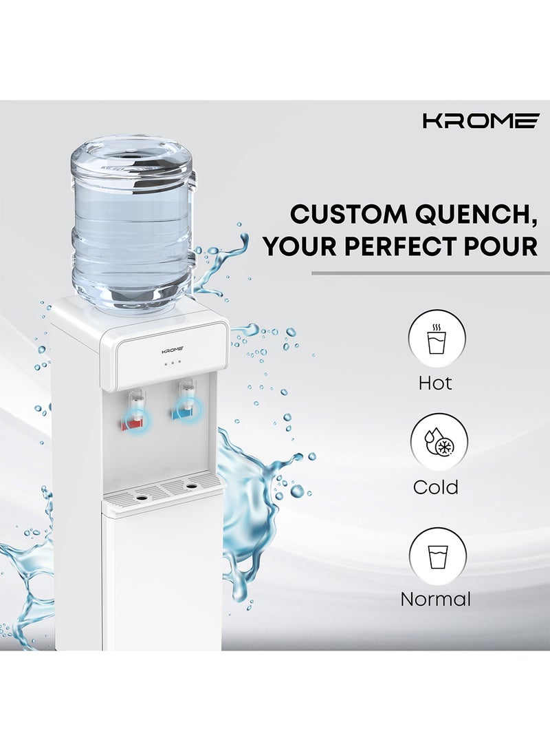 Krome - Top Loading Water Dispenser, Hot And Cold Water 2 Taps, Floor Standing, Made With SUS 304 Tank And Food-Grade Silicone Gel Tube KR-WDTL 2TW White - Image 1