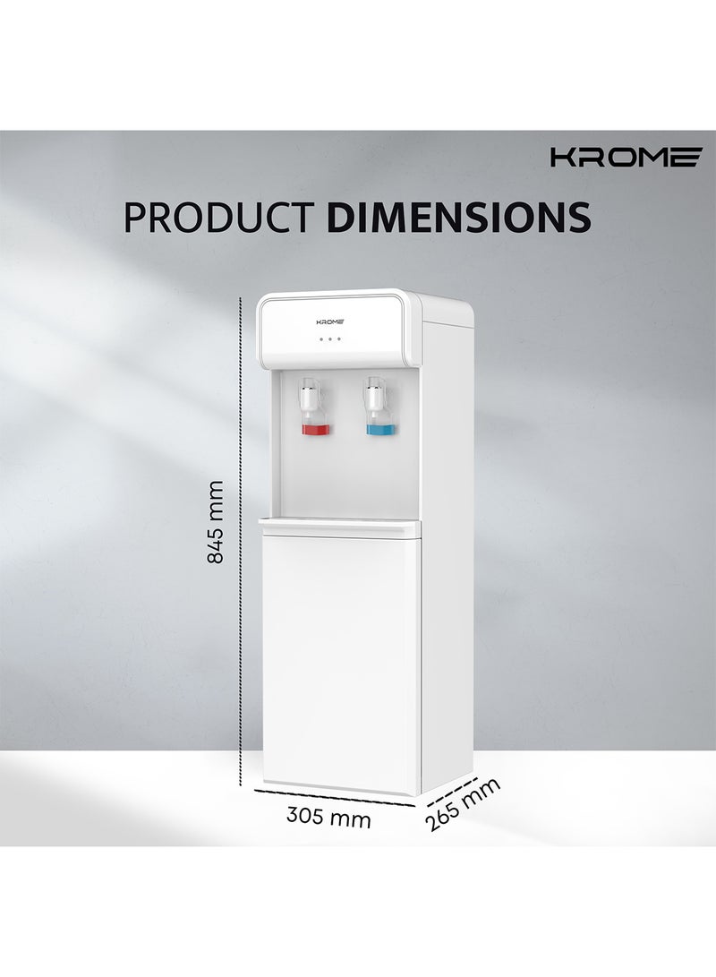 Krome - Top Loading Water Dispenser, Hot And Cold Water 2 Taps, Floor Standing, Made With SUS 304 Tank And Food-Grade Silicone Gel Tube KR-WDTL 2TW White - Image 1