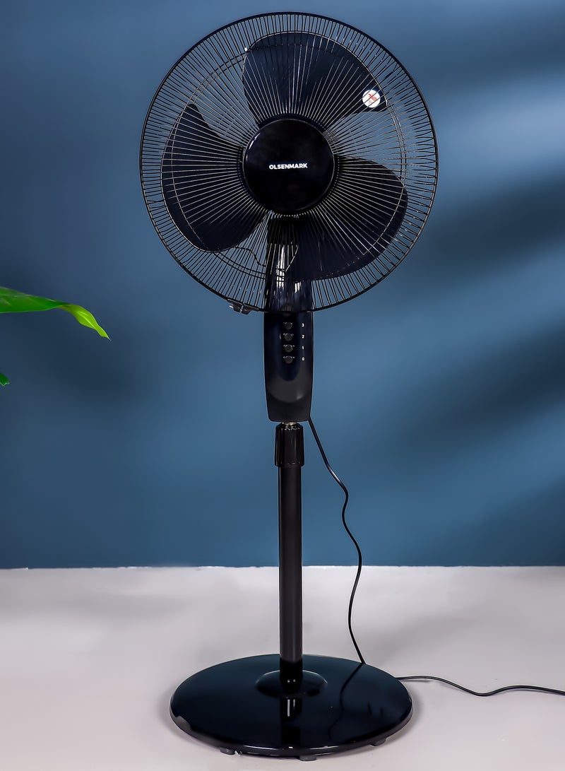 أولسنمارك تصميم بقاعدة لمروحة ستاند عالية السرعة مقاس 16 بوصة مع 3 شفرات للرياح القوية ومستوى 3 سرعات - Image 4