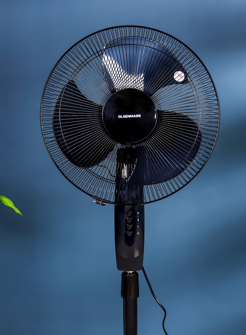 أولسنمارك تصميم بقاعدة لمروحة ستاند عالية السرعة مقاس 16 بوصة مع 3 شفرات للرياح القوية ومستوى 3 سرعات - Image 5