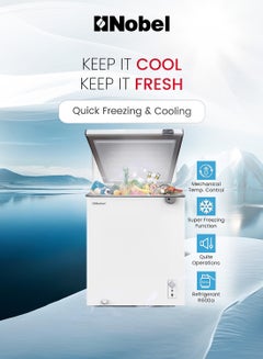 Nobel Chest Freezer 150L Gross/ 137L Net Capacity, High-Efficiency Compressor, Low Noise, Energy Saving, LED Light, Lock And Key 72 W NCF170NI White  - Image 4