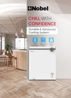 Nobel Chest Freezer 150L Gross/ 137L Net Capacity, High-Efficiency Compressor, Low Noise, Energy Saving, LED Light, Lock And Key 72 W NCF170NI White  - Image 2