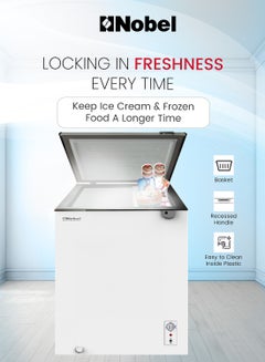 Nobel Chest Freezer 150L Gross/ 137L Net Capacity, High-Efficiency Compressor, Low Noise, Energy Saving, LED Light, Lock And Key 72 W NCF170NI White  - Image 5