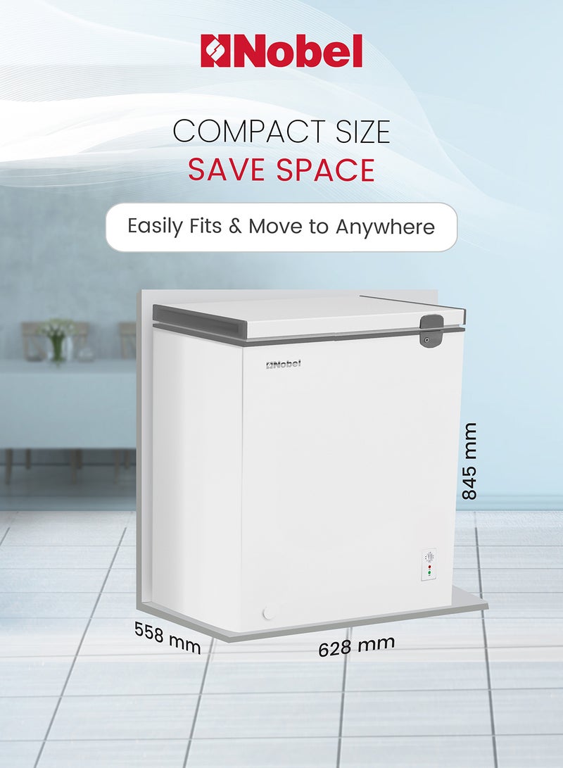 Nobel - Chest Freezer 150L Gross/ 137L Net Capacity, High-Efficiency Compressor, Low Noise, Energy Saving, LED Light, Lock And Key 72 W NCF170NI White - Image 1