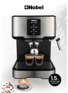 Nobel Coffee Machine, 1.5L Detachable Water Tank, Dual Stainless Steel Filter, 15 Bar Pressure Pump, High Pressure Frothing, Overheat Protection, Adjustable Steam Knob 1.5 L 1100 W NCM21 Black  - Image 1