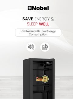 Nobel 125L Gross/ 85L Net Capacity Bottle Chiller Single Glass Door, Mechanical Control, LED Light, Adjustable Temperature, Energy Efficient, R600a Refrigerant 125 L 85 W NBC125RH Black  - Image 4